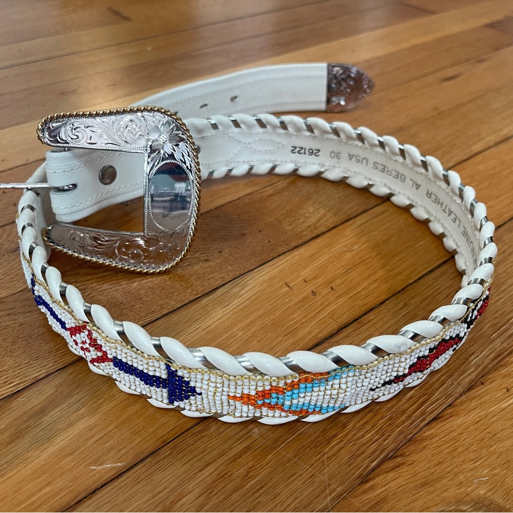 Vintage southwestern beaded engraved belt